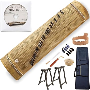 All-Paulownia Travel Guzheng Natural Finish - Professional 125cm 21-String Portable Chinese ZitherKOTO with Complete Set for All Levels