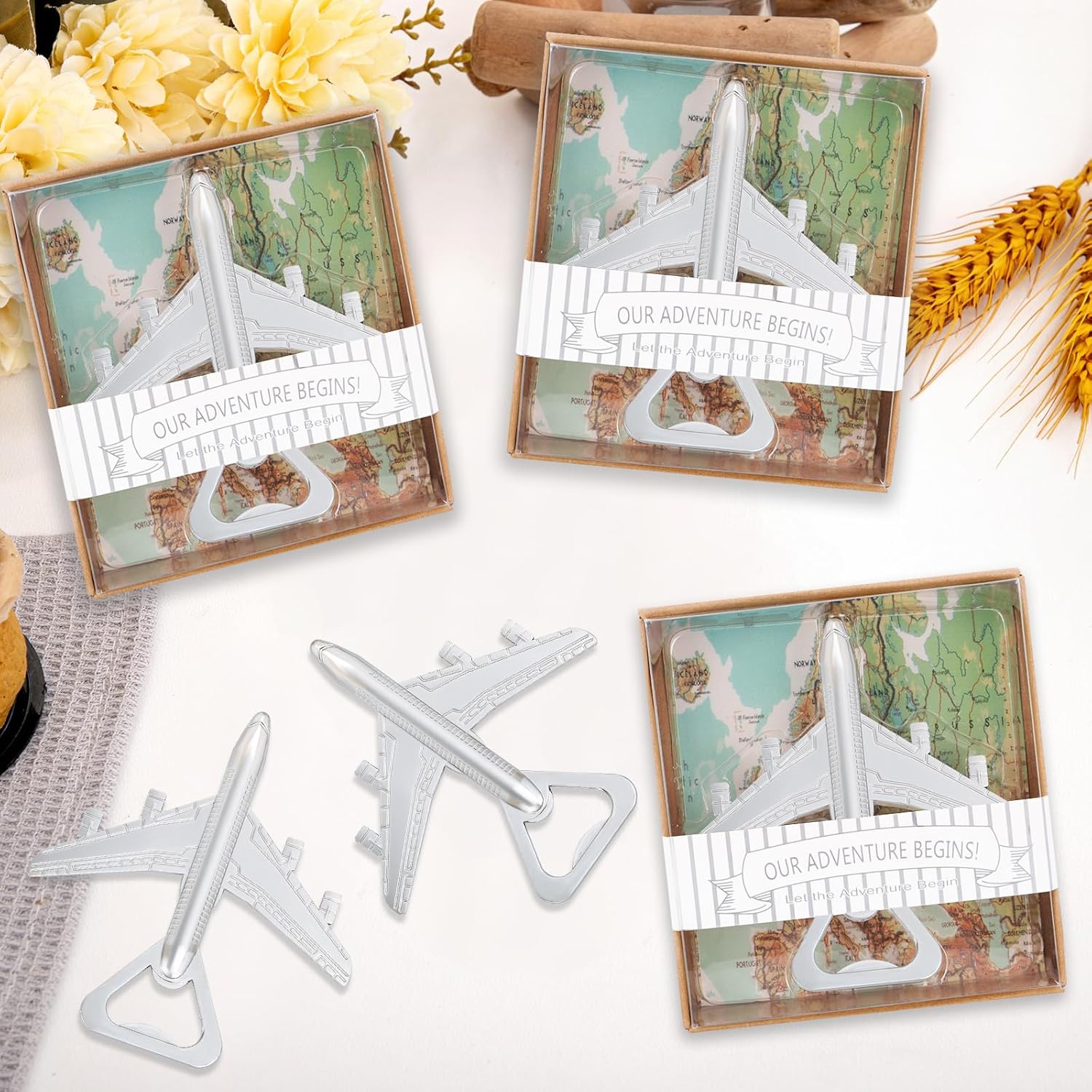 40PCS Airplane Bottle Opener Air Plane Travel Beer Bottle Openers for Guests,Party Souvenirs or Decorations (Sliver)