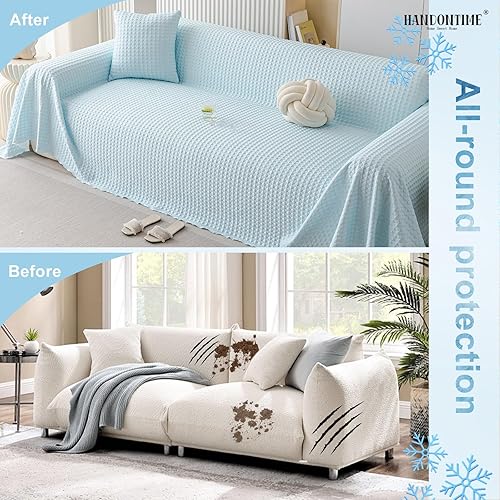 Miniatura 5 de HANDONTIME - Funda refrescante de sofá para perro, de seda helada, suave, lavable y transpirable, funda protectora duradera de sillón para mascotas