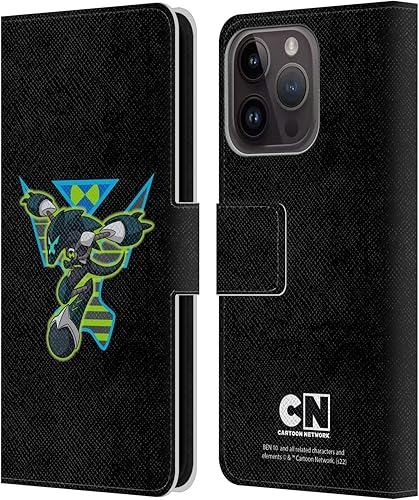 Head Case Designs Funda de piel con licencia oficial de Ben 10 Animated Series Alien Graphics Funda tipo cartera compatible con Apple iPhone 15 Pro