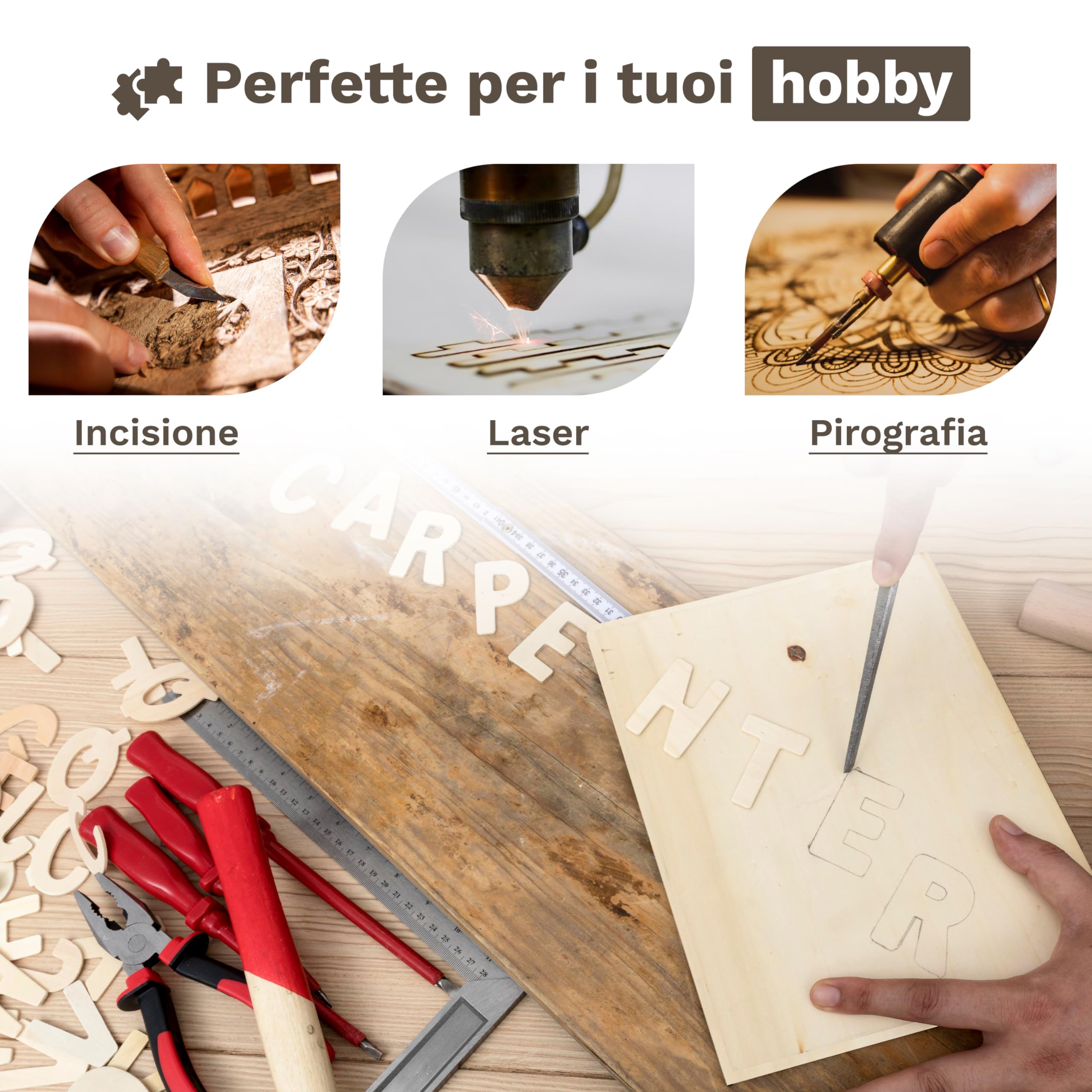 Wood Lab 50 x A4 Pannelli in Compensato Betulla | 3mm (±0,5mm) 29,7 x 21 cm | Tavole Grezze per Bricolage, Pirografia, Traforo, CNC, Laser, Decorazione, Decoupage, Incisione (50)