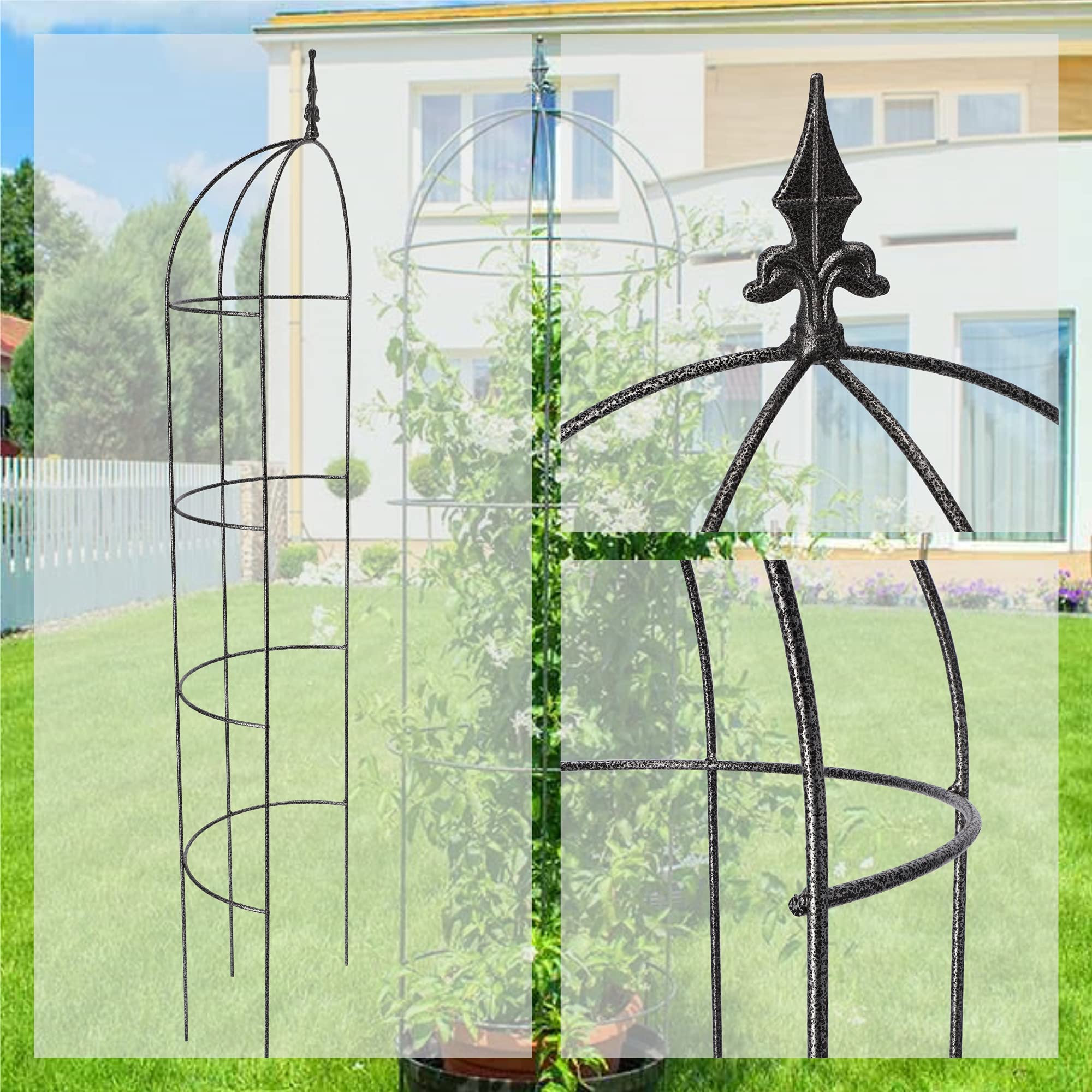Kadax Rankhilfe, Rankobelisk fatto in acciaio, libero, obelisco, Rankturm per giardino, piante da arrampicata, rose, piramide, classifica, resistenti alle intemperie, decorazioni, verde (32 x 150 cm