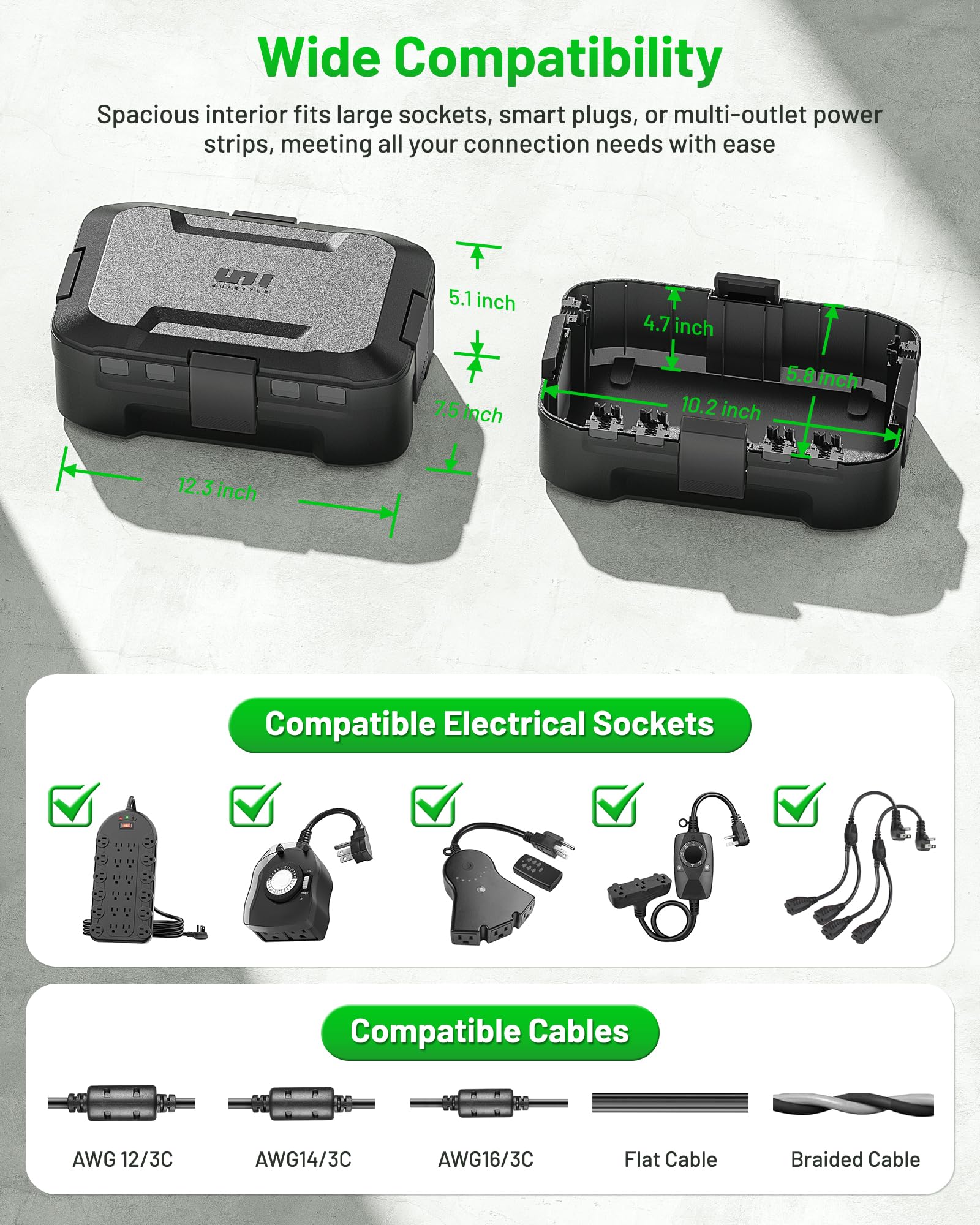 CESFONJER 4pcs Outdoor Cable Junction Box, IP66 Waterproof Electrical Junction Box, 3-Way External Electrical Junction Box Outdoor