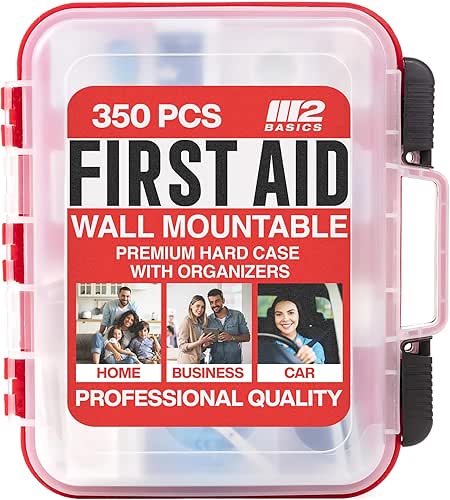 M2 BASICS 350 Piece First Aid Kit, Wall Mount Hard