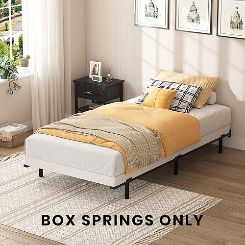 Miniatura 9 de Resortes de caja de tamaño individual de 3 pulgadas - Base de colchón de perfil bajo sin ruido, base de cama de metal resistente con funda de tela 3