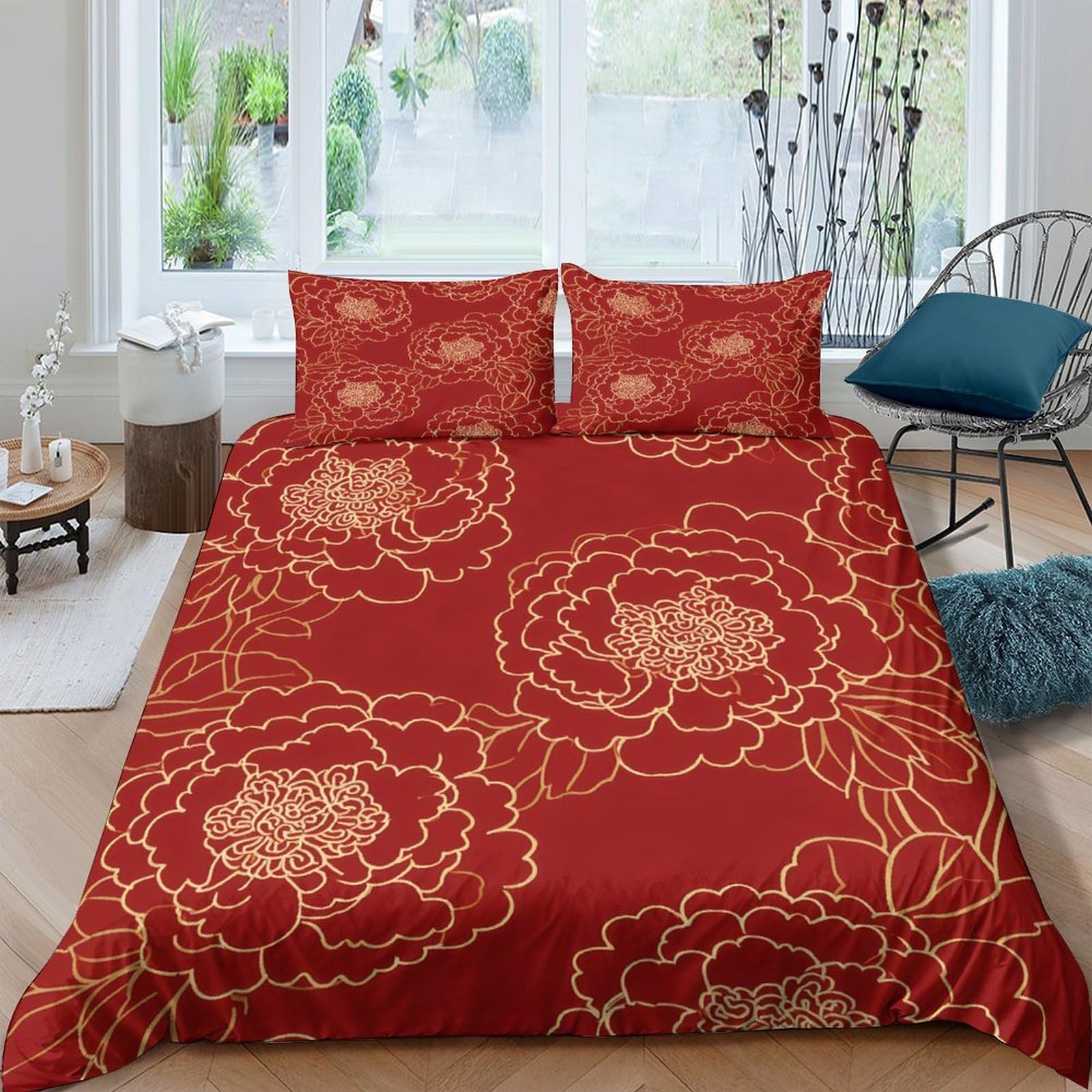 Housse de couette 140x200 style chinois pour chambre d'étudiant et enfant