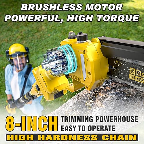 Miniatura 3 de Sierras de poste eléctricas 2 en 1 para recortar árboles, mini motosierra inalámbrica de 8 pulgadas con poste de extensión, motor sin escobillas