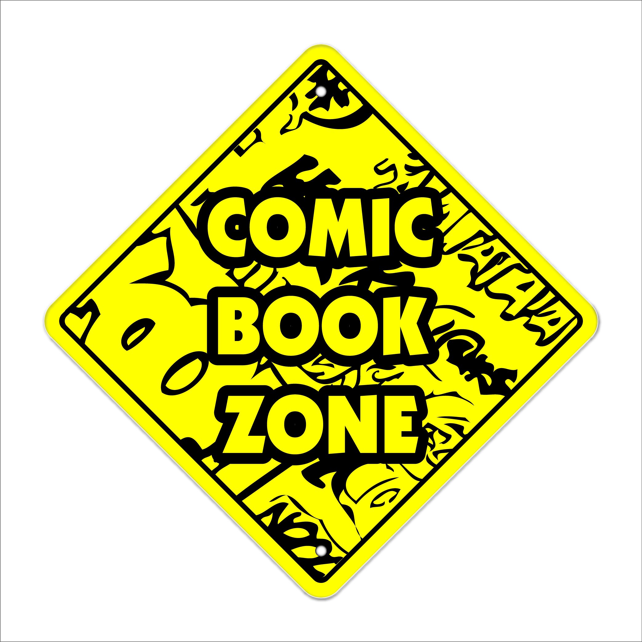Comic Crossing Sign Zone Xing | Indoor/Outdoor | 12" Tall Store Collector Comics Books Kid Child boy Girl Wall Entry