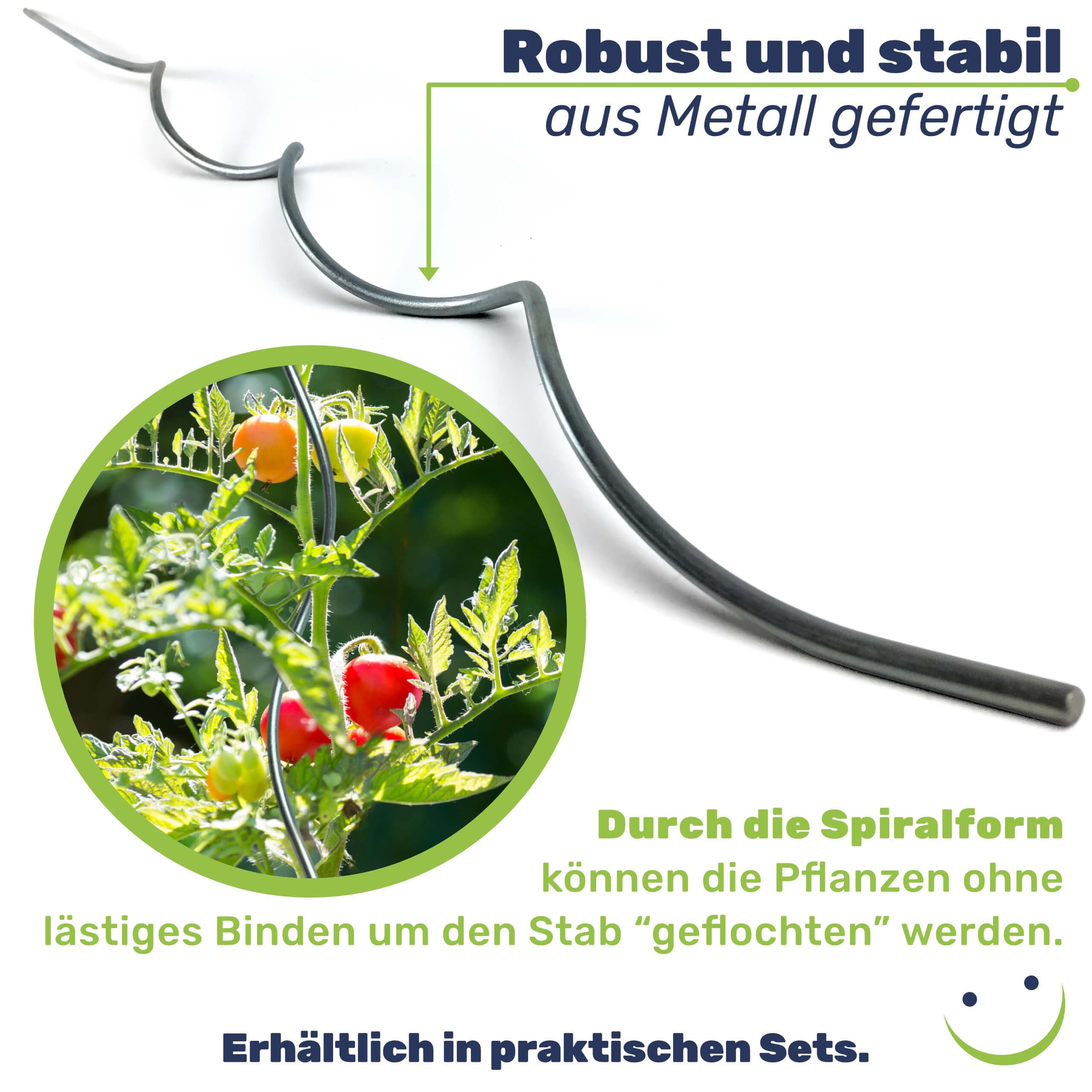 Gravidus Rankhilfe für Kletterpflanzen wie Gurken und Tomaten, Aber auch für Blumen, Rosen und andere Gartenpflanzen Höhe: ca. 110 cm aus Metall (50 Stück)