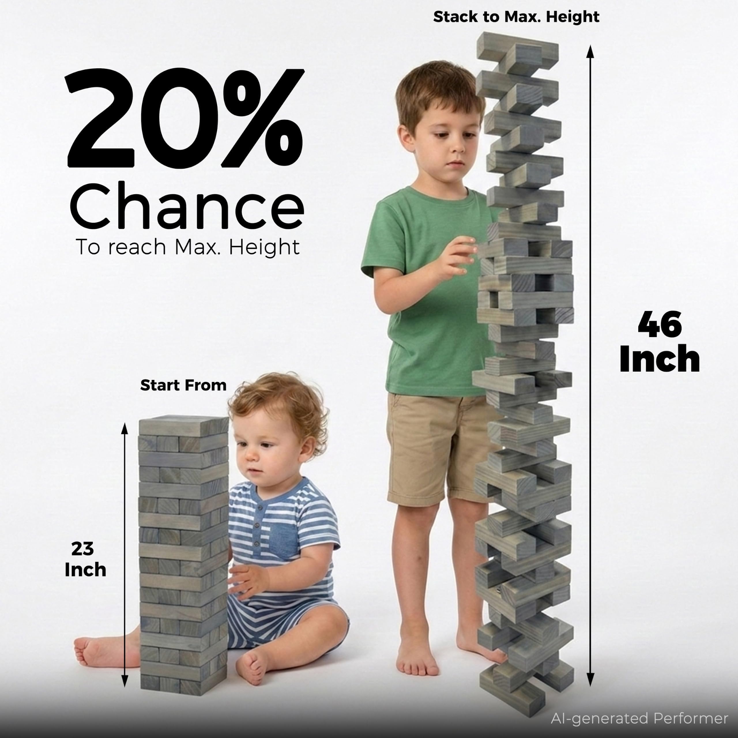 Outdoor Games Großes Holzturm-Stapelspiel – 54 Premium-Kiefernblöcke, stapelbar bis zu 122 cm, mit benutzerdefinierten Regeln und robuster Tragetasche, Outdoor-Rasenspiele für Hinterhofpartys, Camping