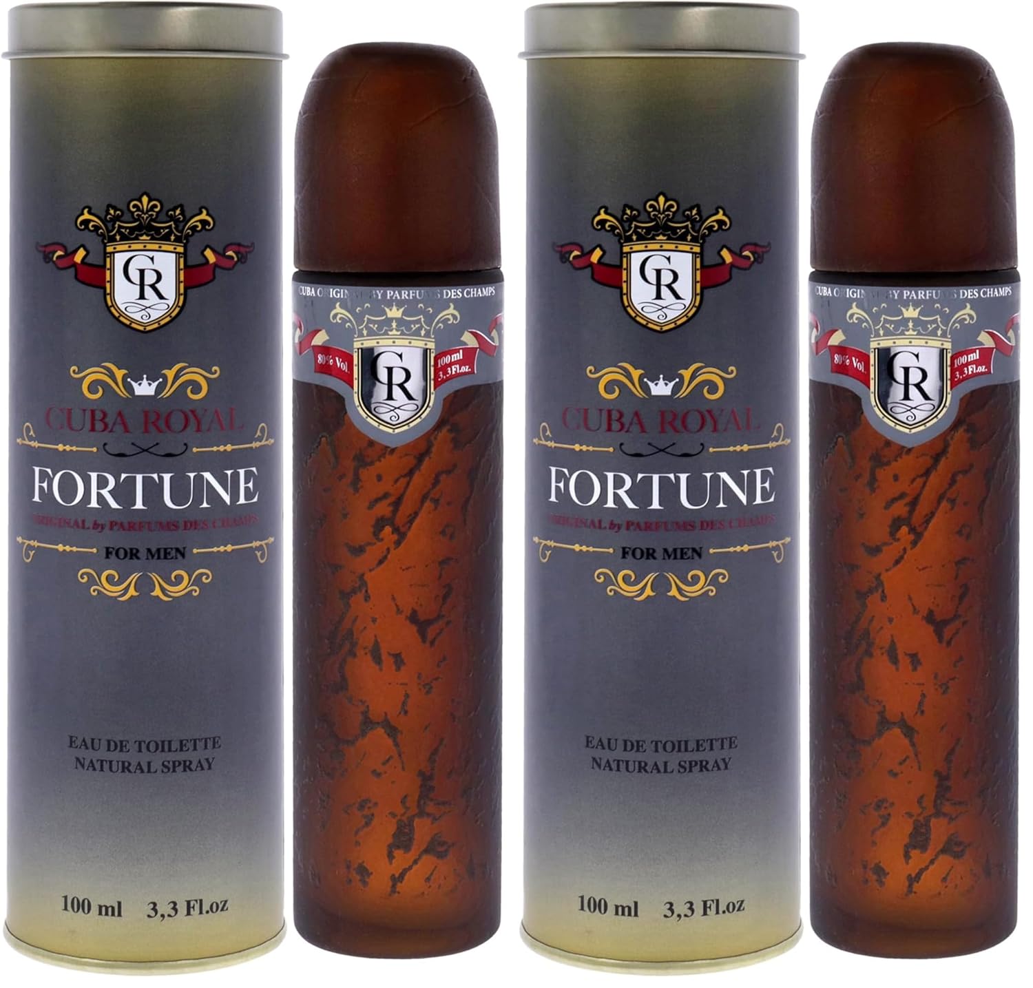 Cuba Royal Fortune by Cuba for Men - 3.3 oz EDT Spray (Pack of 2)