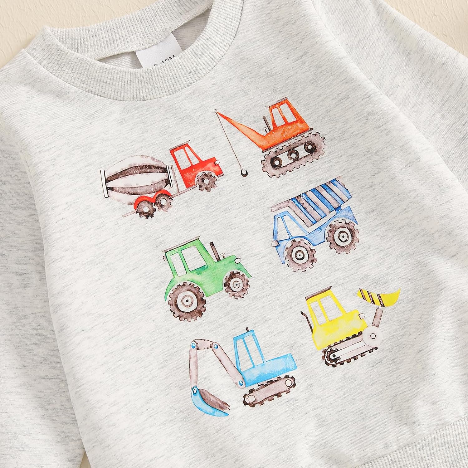 Pudcoco Toddler Baby Boy Fall Winter Clothes Construction Truck Excavator Sweatshirt Jogger Pants Outfit Set