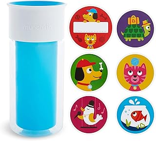 Munchkin Miracle 360 Insulated Sippy Cup, Includes Stickers to Customize Cup, 9 Ounce, Blue