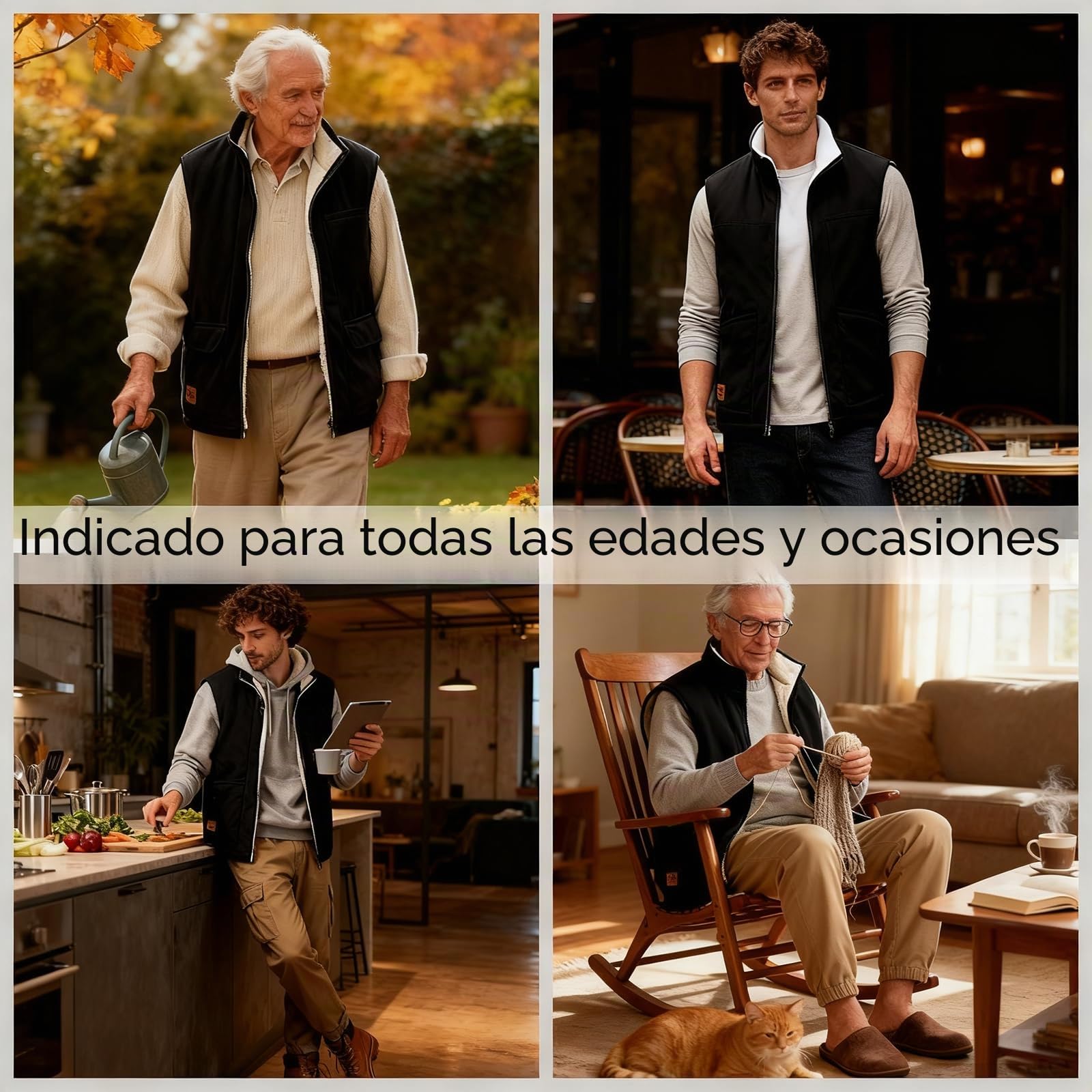 Chaleco de forro polar para hombre con forro de felpa, cálido chaleco de entretiempo para otoño e invierno, chaqueta de forro polar sin mangas con bolsillos con cremallera, exterior para