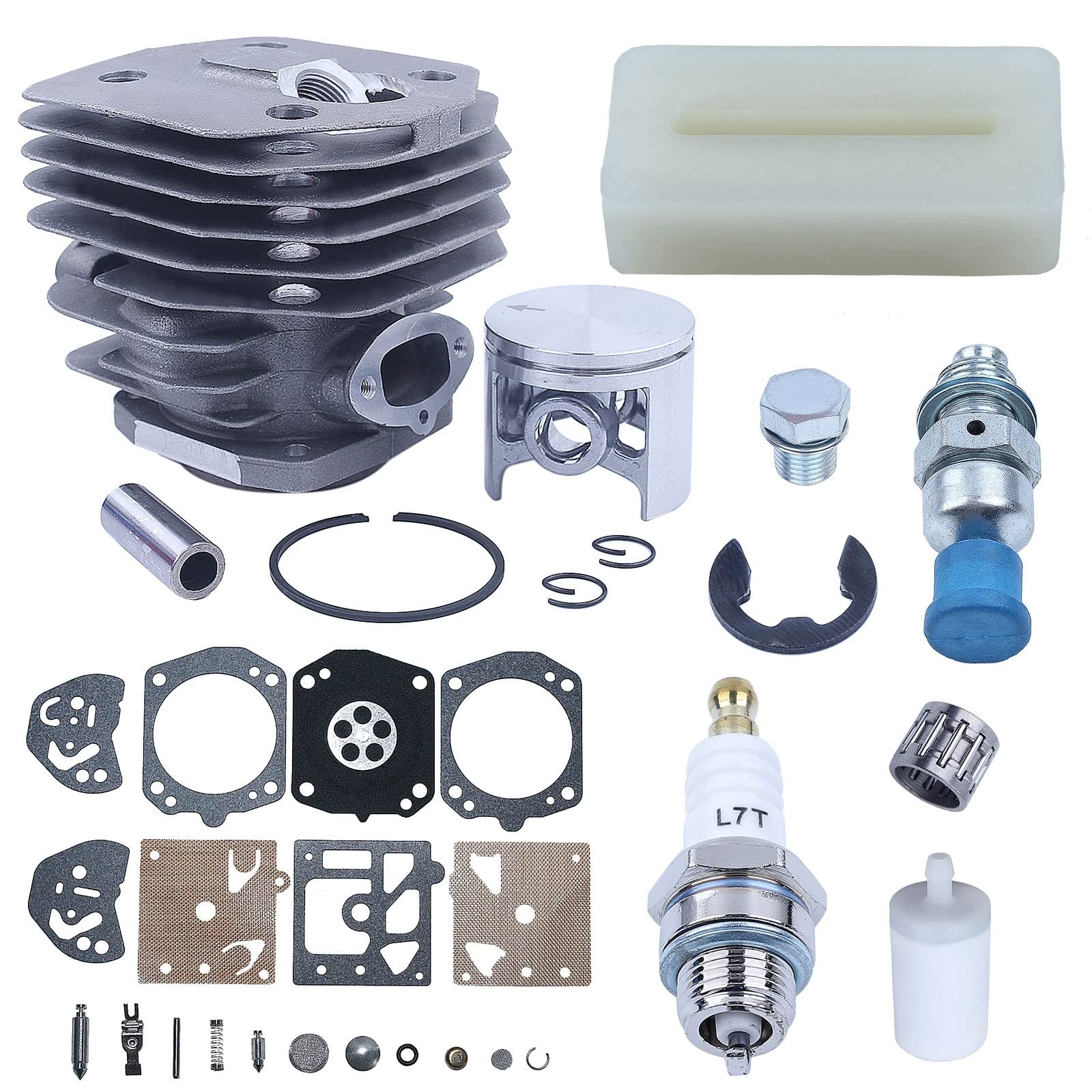 IWBR Kit de carburador de cojinete de pistón de cilindro de 45mm apto for Husqvarna 154 254 154XP 254XP pieza de motosierra bujía filtro de combustible de descompresión