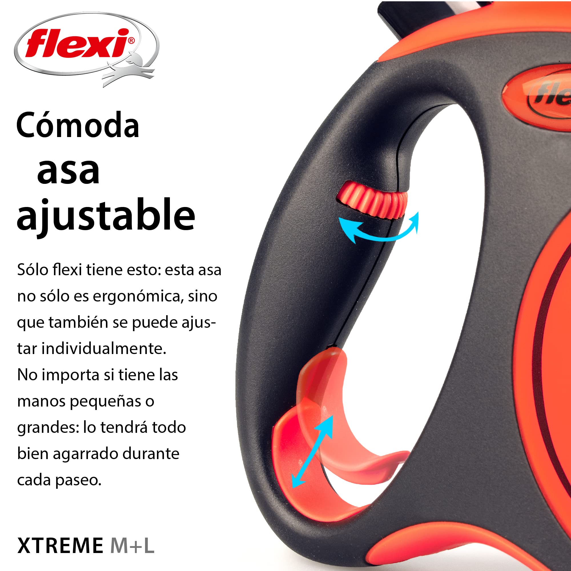 flexi® Xtreme M Cinta 5 m Negro/Naranja, Correa Extensible para Perros hasta máx. 35 kg