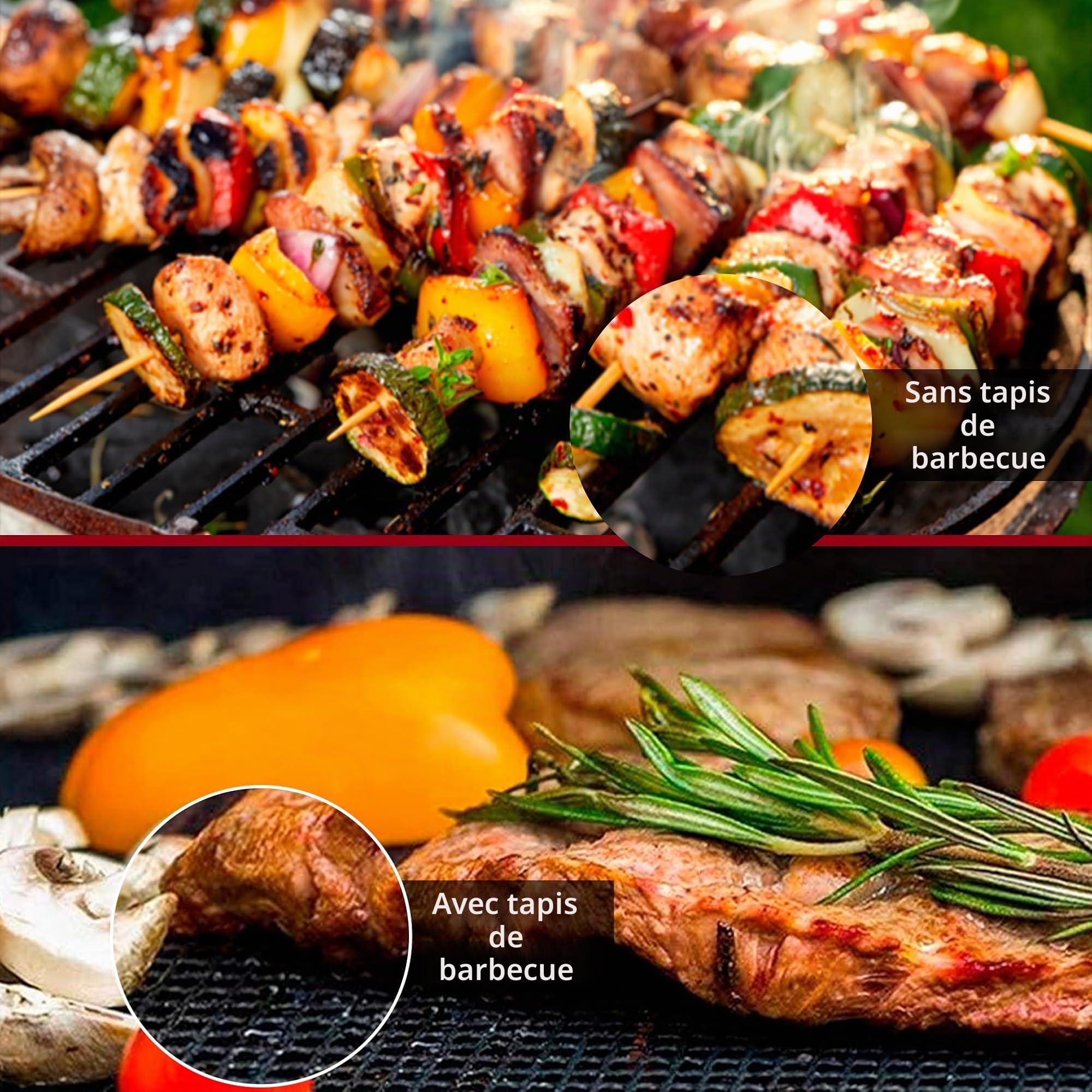 OSVINO Lot de 5 Tapis de Cuisson Barbecue Tapis de Plancha Barbecue Rectangulaire Antidéparant Réutilisable Découpable Tapis de Four pour BBQ,Beige,40x30cm