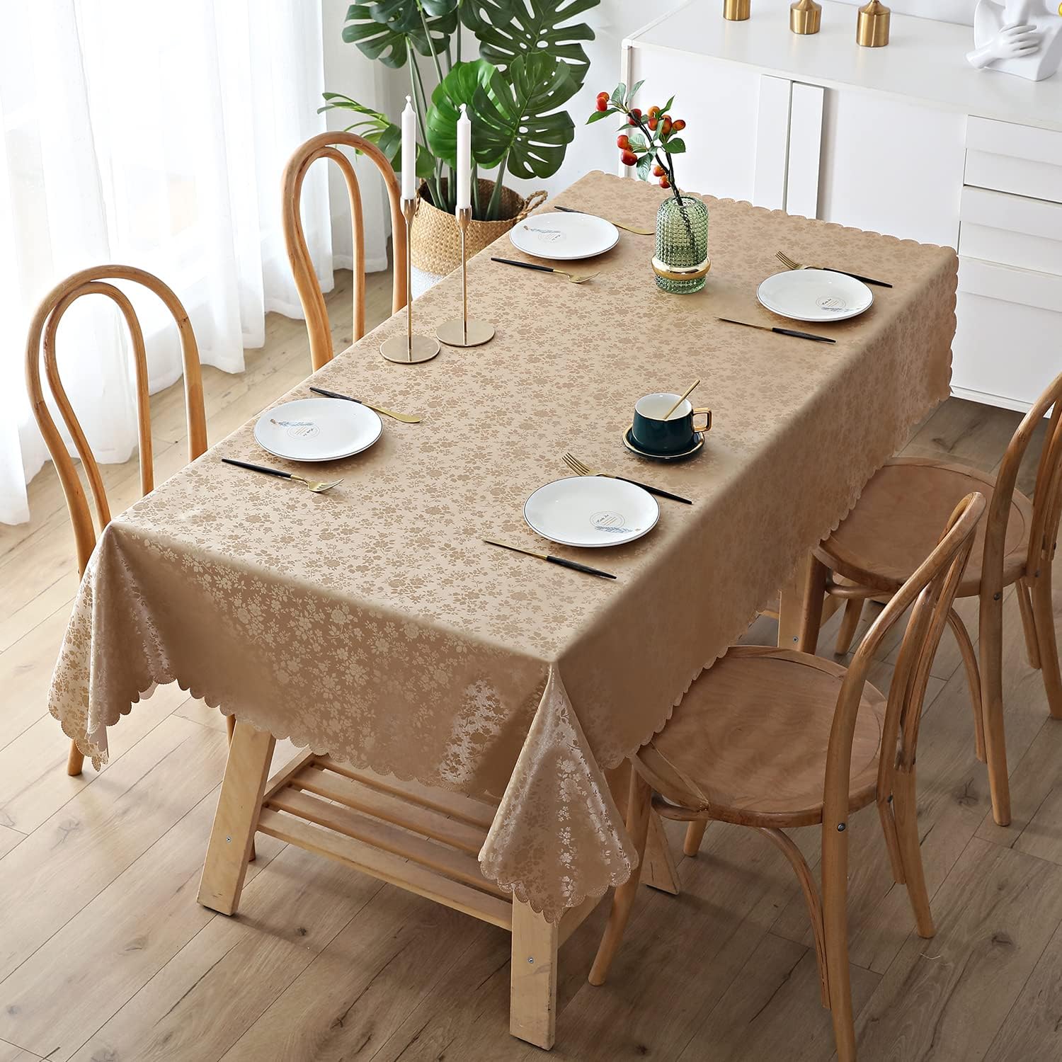 Smiry Rectangle Table Cloth, Waterproof Heavy Duty Vinyl Tablecloths, Wipeable Washable Table Cover for Kitchen and Dining Room (Brown, 60" X 84")