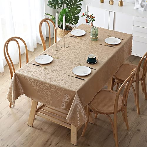 Miniatura 2 de Smiry Mantel Rectangular, Manteles de Vinilo Impermeables de Servicio Pesado, Cubierta de Mesa Limpiable y Lavable para Cocina y Comedor (Marrón,