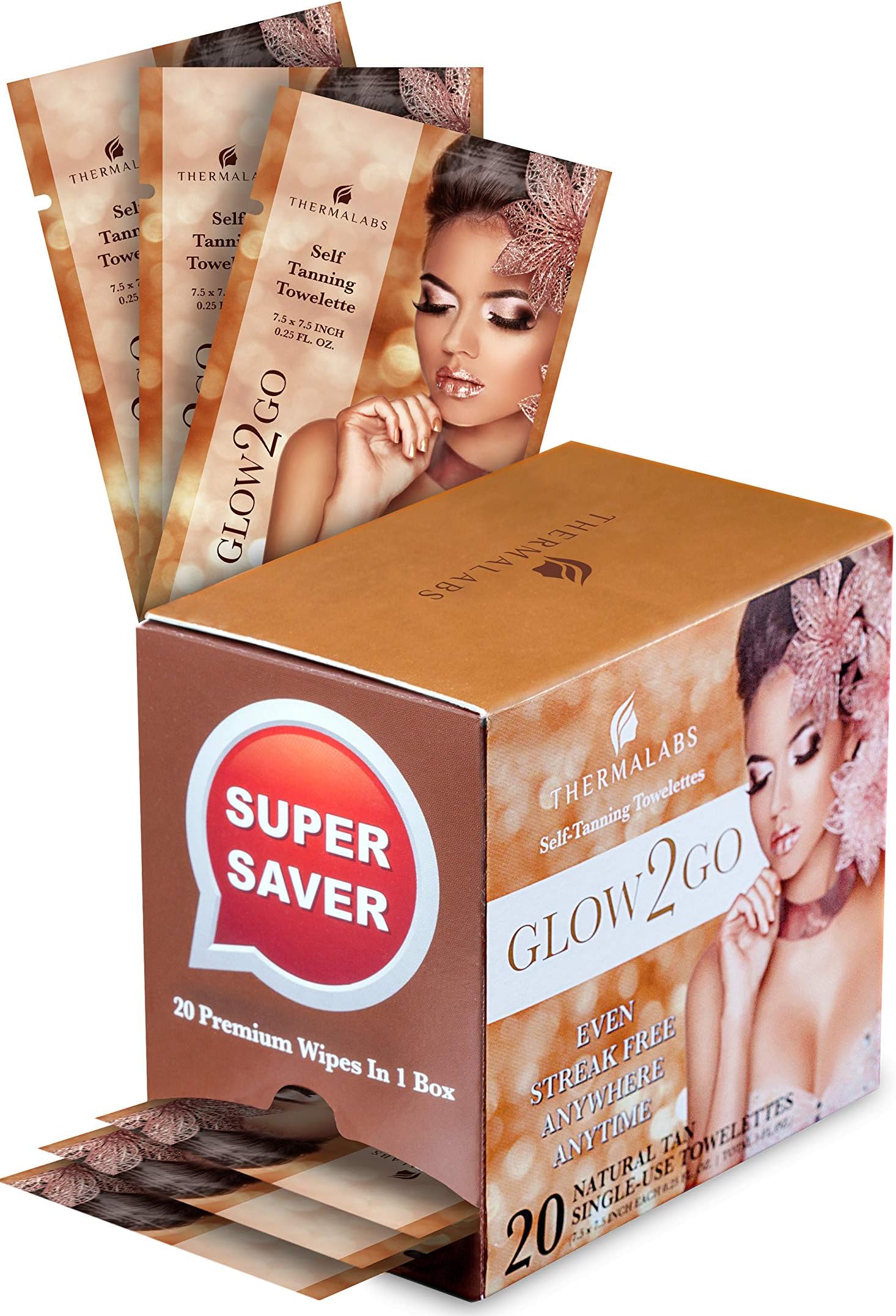 Tanning Towels Set: Double the Quantity (20 towelettes) for Half the Price! Sunless Tanner Towel Solution for Face and Half Body. Self Tanning Indoor Away from the Sun Gives Gold Glow for Men & Women