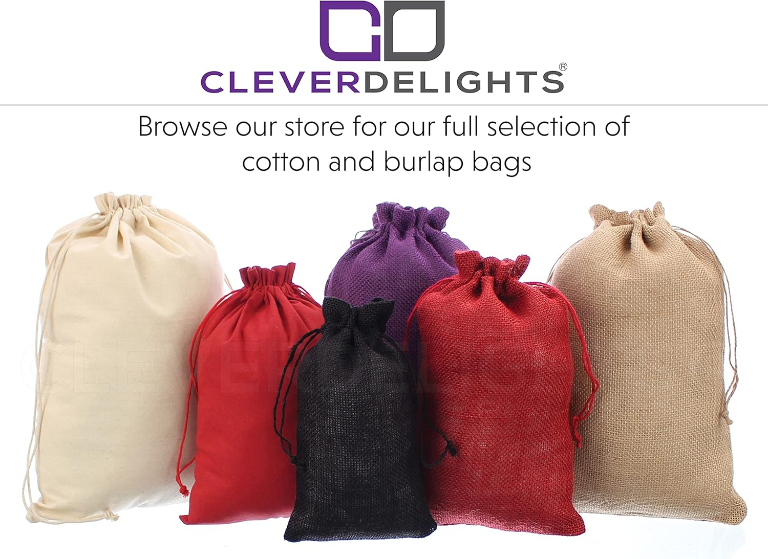 CleverDelights 10" x 14" Red Burlap Bags - 25 Pack - 10x14 Inch Jute Burlap Drawstring Sacks