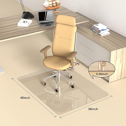 Miniatura 7 de Paquete de 2 tapetes resistentes para silla de oficina para alfombras y suelos de madera dura, tapetes transparentes para silla de escritorio, 36 x