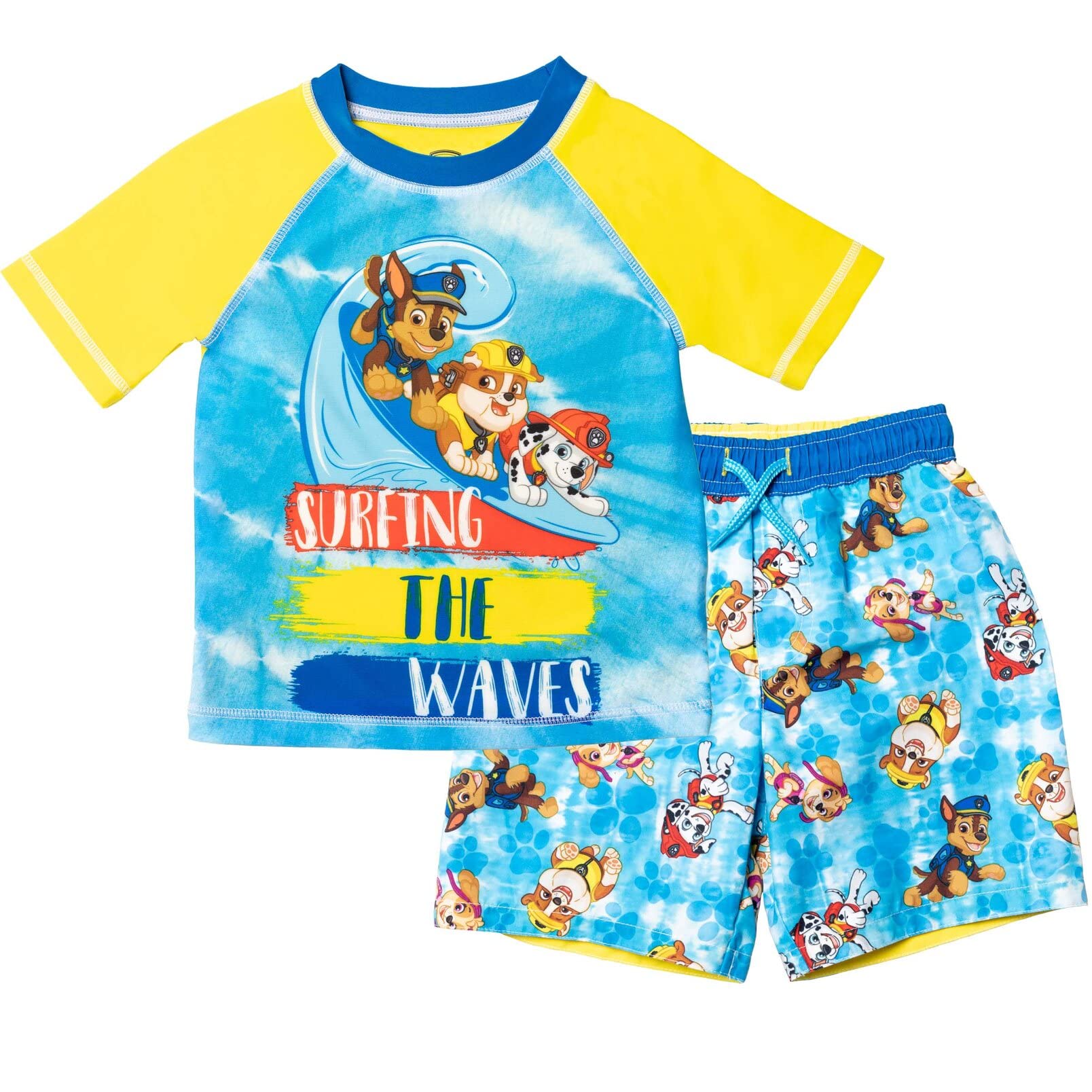 NickelodeonPaw Patrol Chase Marshall Rubble Skye Short Sleeve Rash Guard Set