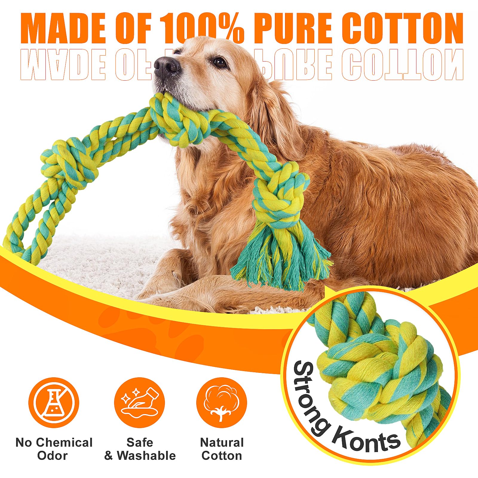 Tough Dog Rope Toys for Large and Medium Aggressive Chewers 2 Nearly Indestructible Dog Chew Toys - Image 3