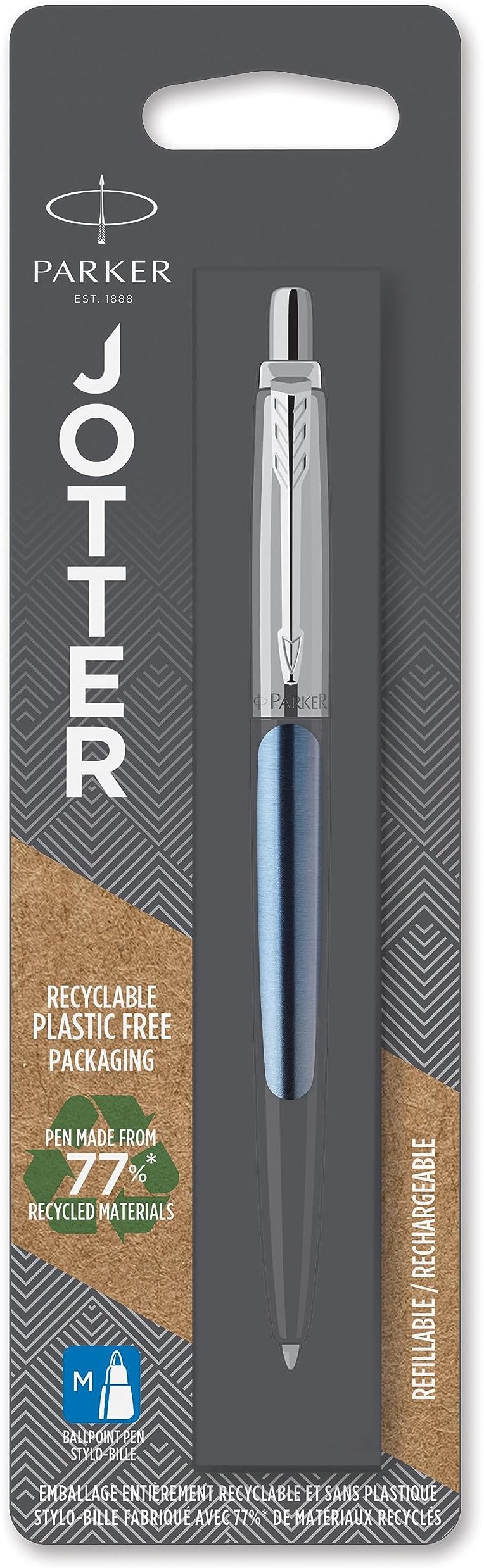 Parker Jotter Ballpoint Pen , Waterloo Blue , Medium Point Blue Ink