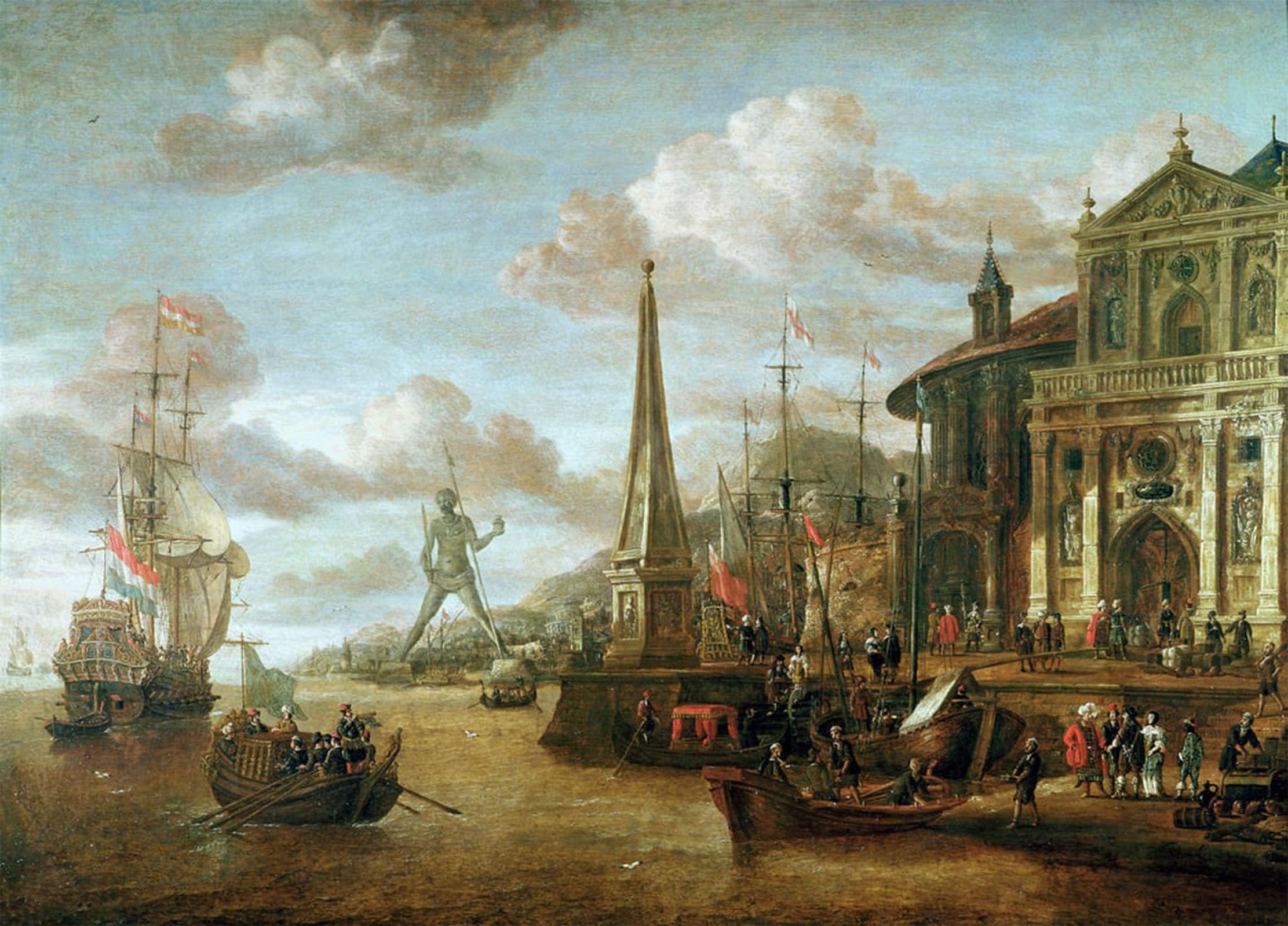 ARTXLXXBN Famous Painting Art Wall Decor Abstract Art Picture the Port of Rhodes by Abraham Storck Animal Pictures for Home Decor 60x90cm