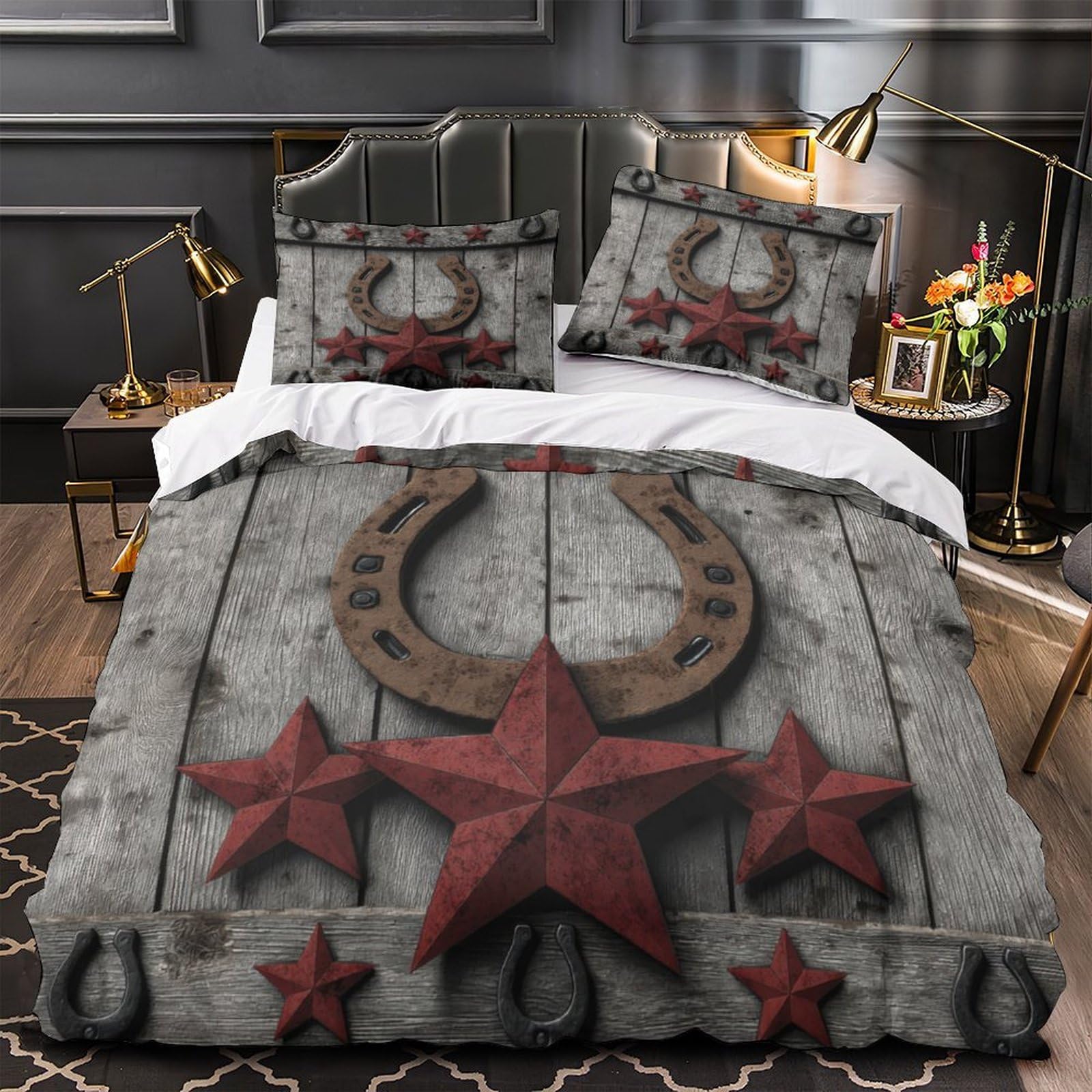 Parure de lit bohème pour couple lit king size ambiance déco rustique chalet