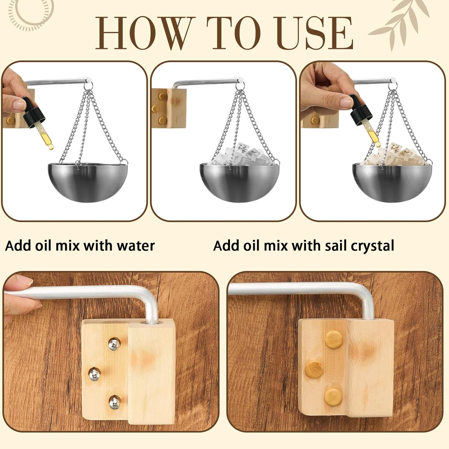 Sauna Sand Timer and Aromatherapy Bowl Set 15 Minute Timer Sauna Accessories Oil Cup Holder with Swinging Arm