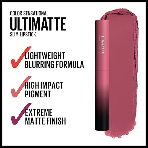 Miniatura 4 de Maybelline New York Color Sensational Ultimatte Lápiz labial ligero y cómodo con pigmento de color intenso y polvo suave, Lápiz Labial Delgado color