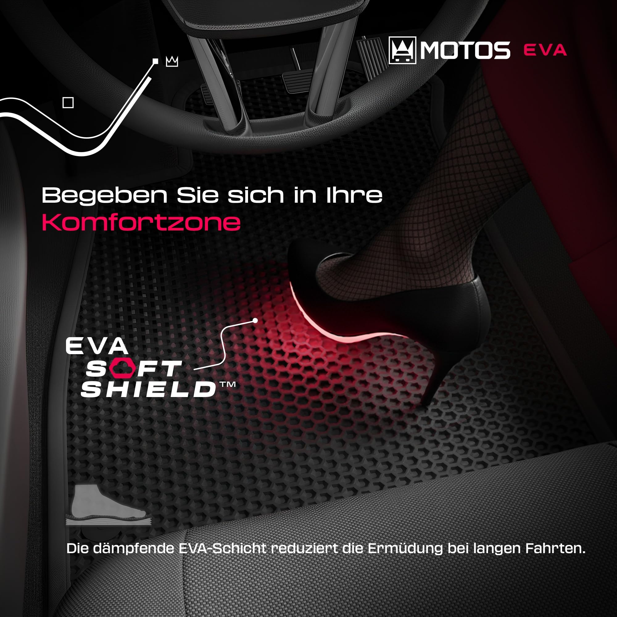 MOTOS Alfombrillas Eva para Peugeot 308 II 2013-2021 Compacto - EVA, Tejido, Negro - Antideslizante, suave y cómodo, antibacteriano - Se puede limpiar con hidrolimpiadora, repele la suciedad - Clips p