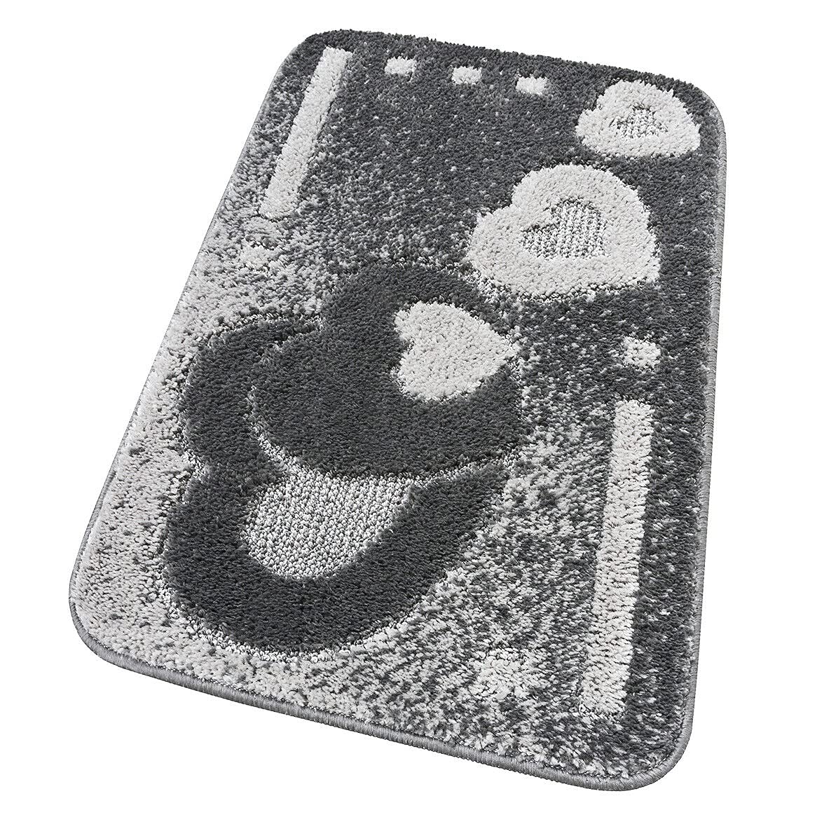 emmevi Tappeto Bagno Morbido Antiscivolo Assorbente Moderno Scendiletto Doccia MOD.ITACA Set 3 Pezzi_Grigio
