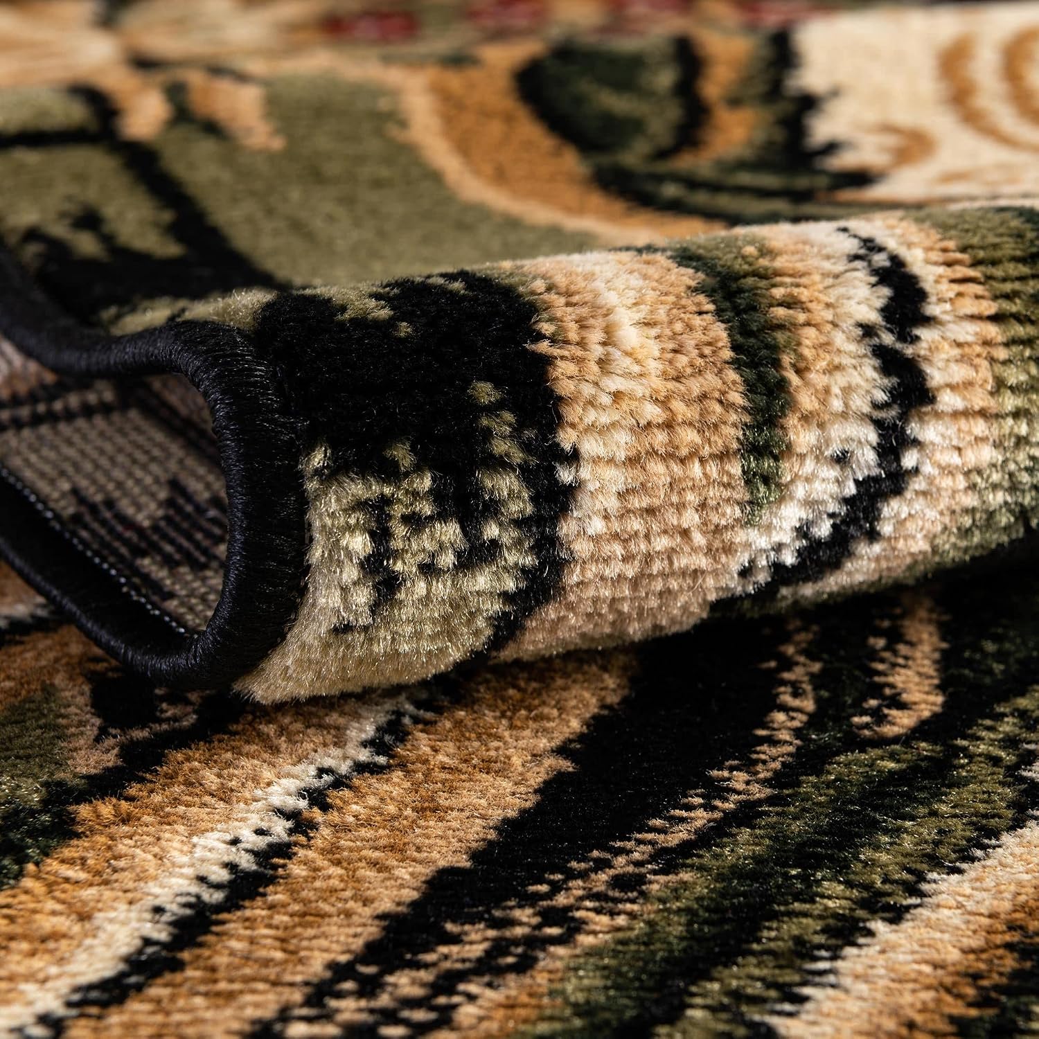 Rugs.com Pastoral Collection Rug – 3 Ft Round Black Medium Rug Perfect for Kitchens, Dining Rooms