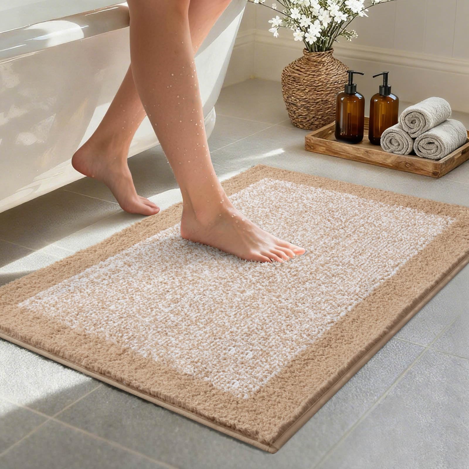 simpWalnut Large Beige Bath Rug
