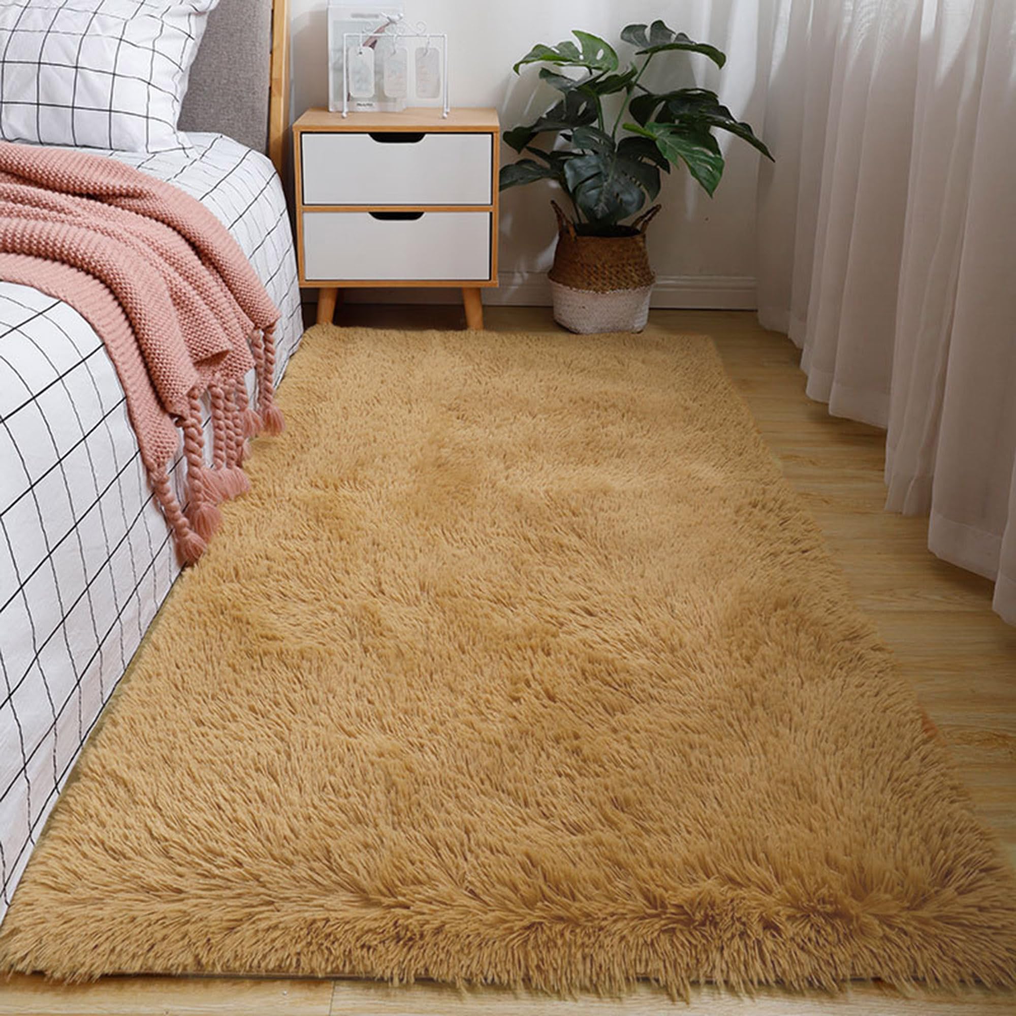 Tapis de sol moderne lavable kaki 180x270 cm pour grand salon