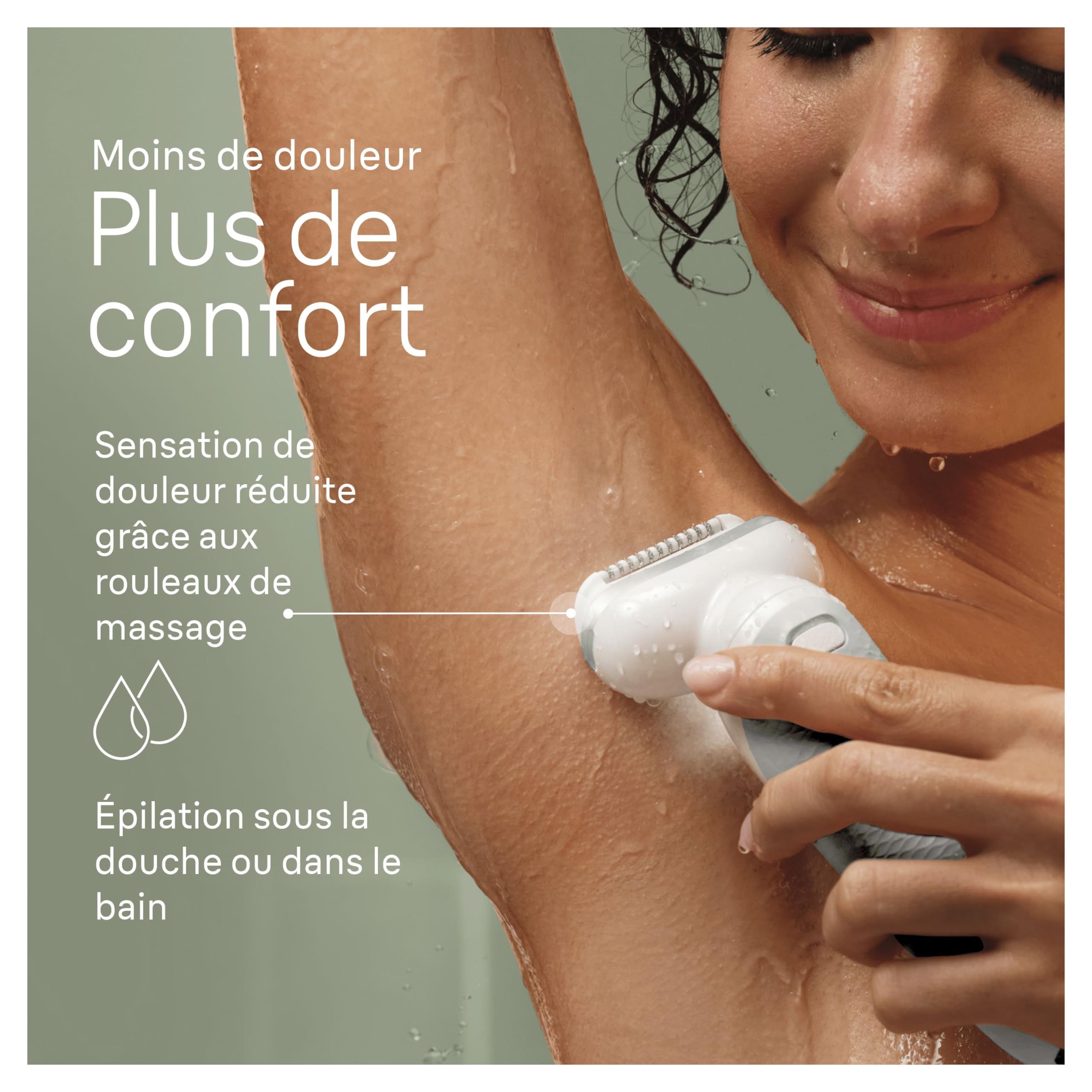 Braun Silk-épil 9 Épilateur Étanche Tête Pivotante Peau Douce Longue Durée Tête De Rasoir Sabot Tondeuse Blanc/Argent