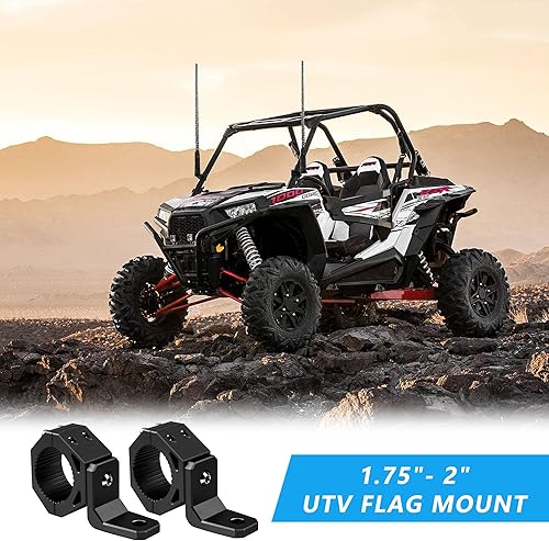 Miniatura 2 de UTV Whip Light Mount SXS - Soporte de montaje de barra de luz ajustable de 360, soporte de poste de bandera giratorio resistente, aleación de