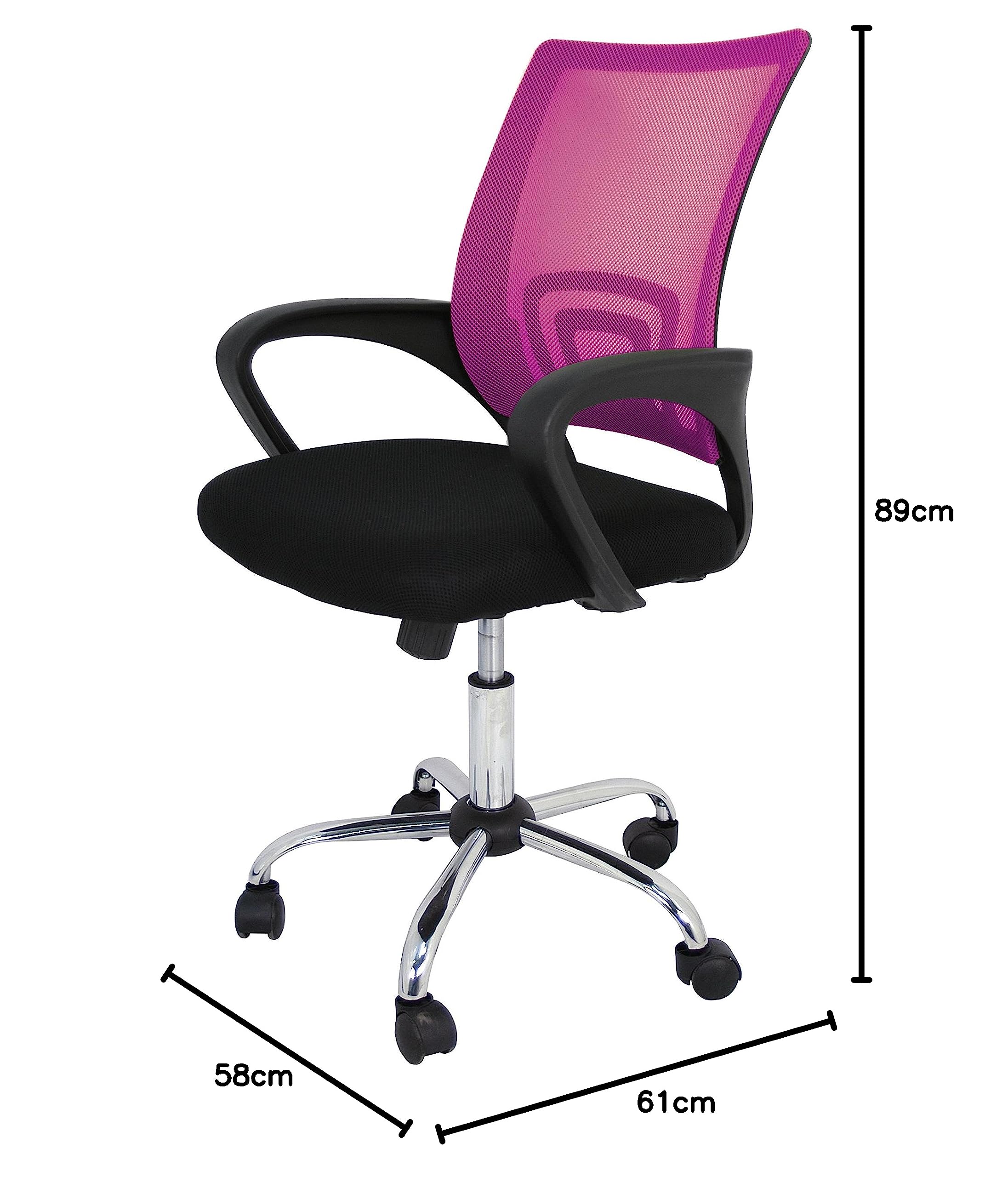 La sedia spagnola Ribadeo Sedia di Ufficio senza poggiatesta, Poliestere, Rosa, 61 x 58 x 89 cm