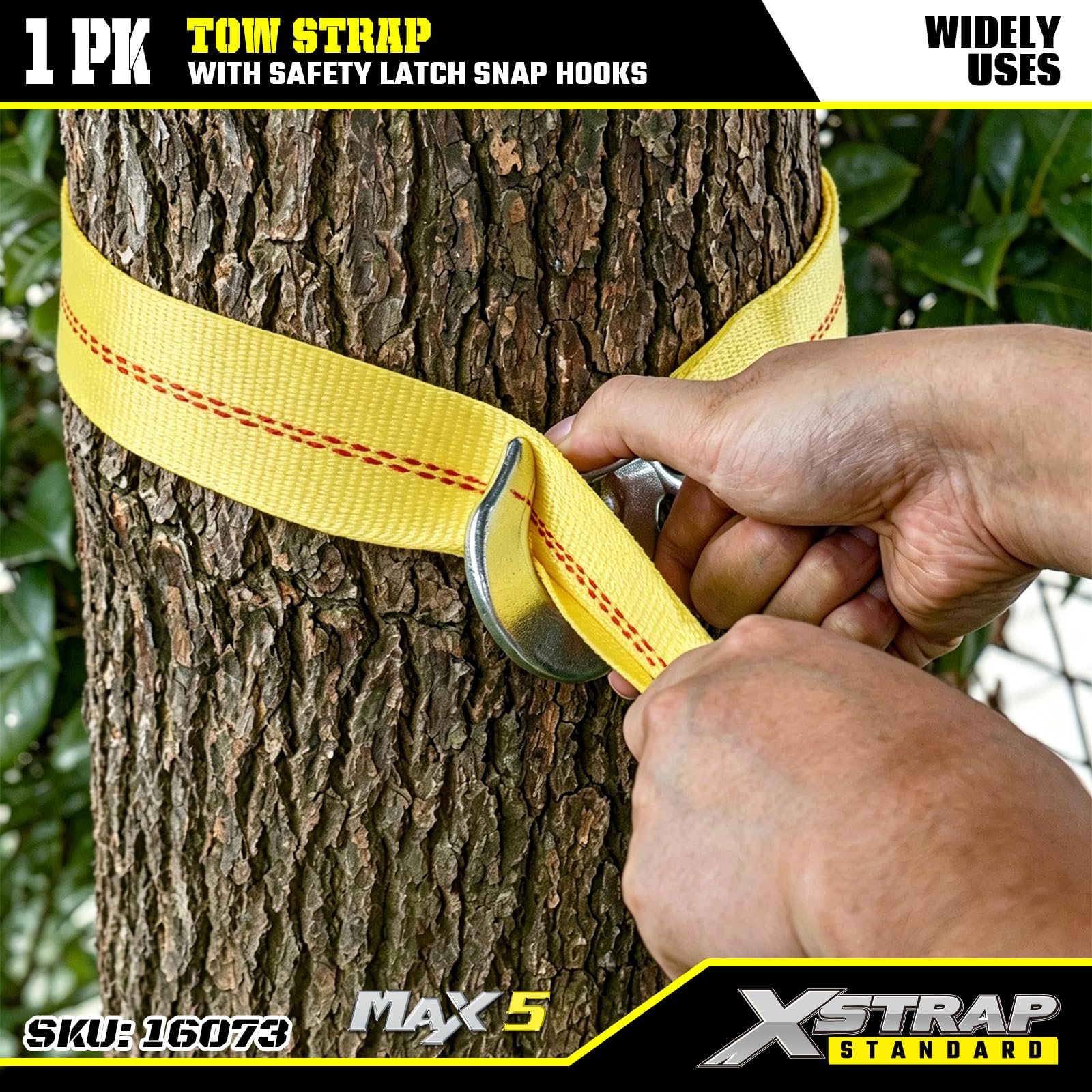 XSTRAP Standard Abschleppgurt mit Haken, 5,1 cm x 6,8 m, Rückgewinnungsgurt, 5 kg, bruchverstärktes Abschleppseil zum Abschleppen von Fahrzeugen im Notfall am Straßenrand