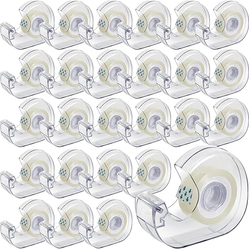 Juego de 60 cintas transparentes y dispensadores recargables de 0.7 x 1023 pulgadas por rollo, cinta transparente a granel, dispensador de cinta