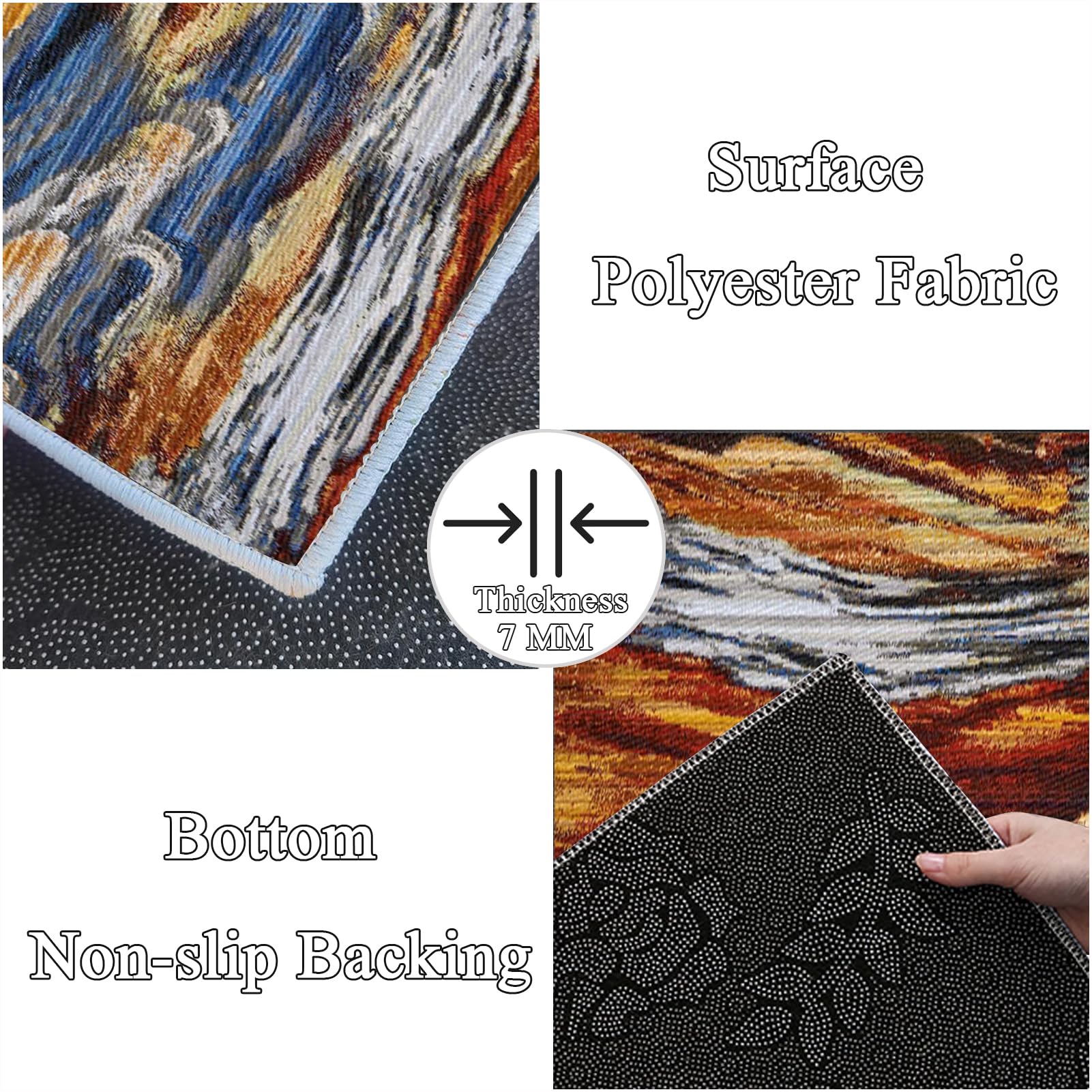 Teppich Läufer Flur rutschfest 120 x 450 cm Küchenläufer Teppich Küche Flurläufer Lang Waschbarer Küchenteppich Teppichläufer Flur Korridor Teppich Läufer für Küche, Eingang, Wohnzimmer, Schlafzimmer
