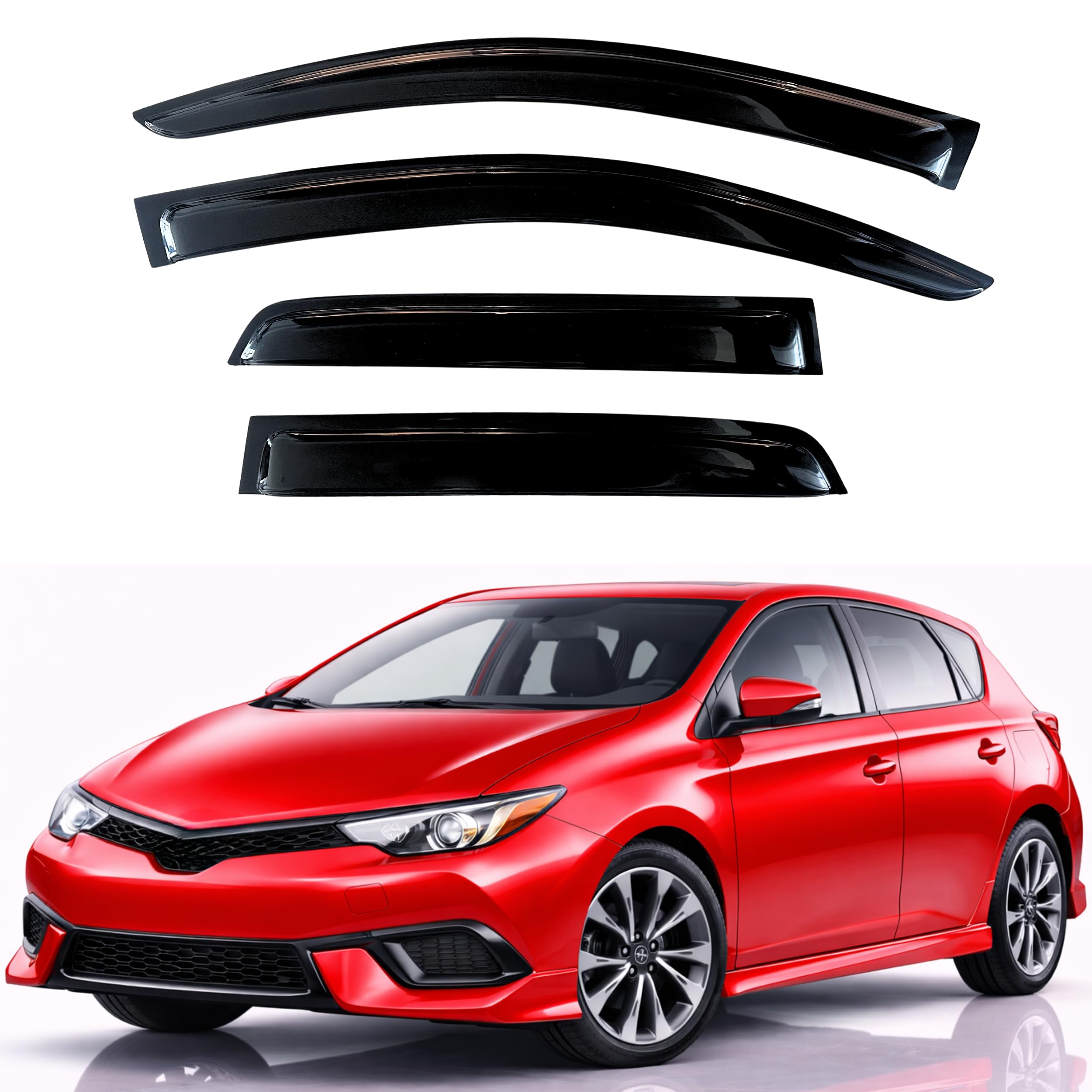 KPY Rain Guards Fit for 2017-2018 Toyota Corolla iM, Out-Channel Window Visors Vent Wind Deflectors 4PC, Car Accessories for 17-18 Corolla iM (iM Model Only)