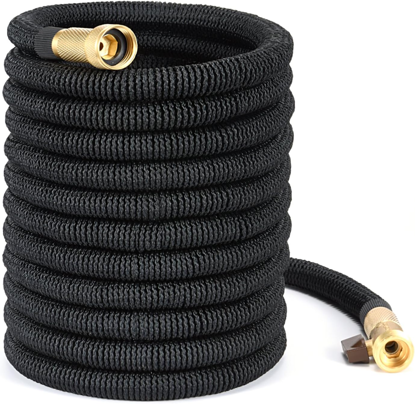 50 ft Expandable Hose, Double Layer Strong Flexible Garden Expanding Water Hose with Solid Brass Fittings for Garden Farm Washing Car or Watering Plants,Black