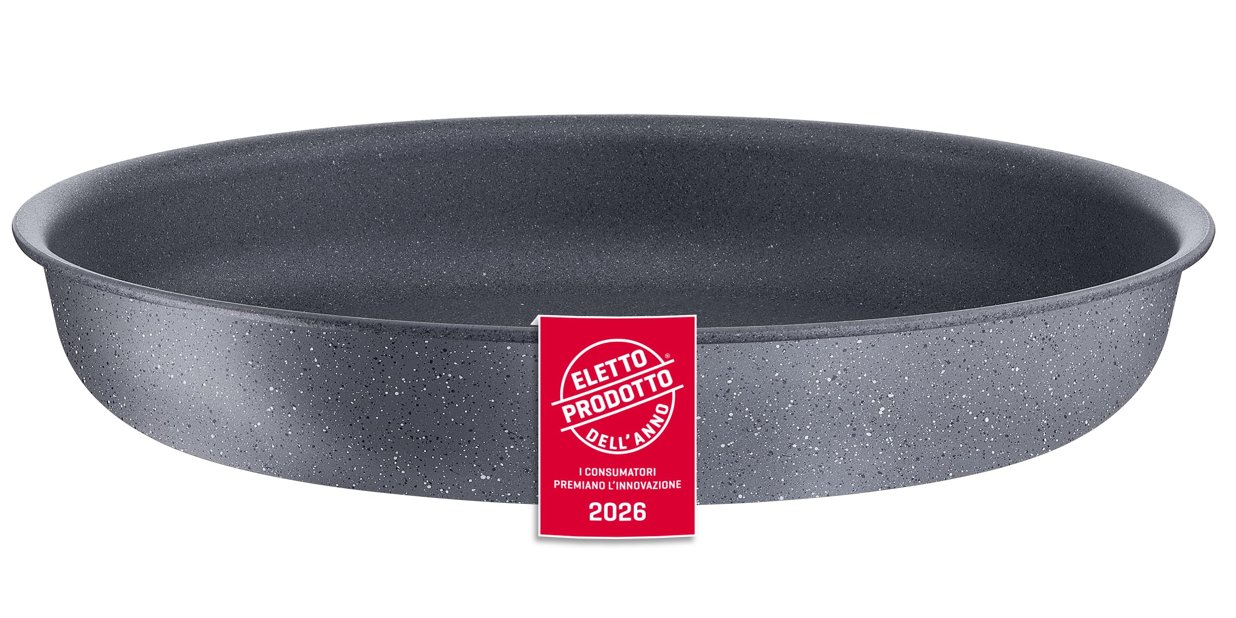 Lagostina Ingenio Mineralis Poêle Ø 28 cm, en Aluminium, pour gaz, four et induction avec indicateur de cuisson, utilisable avec poignée amovible