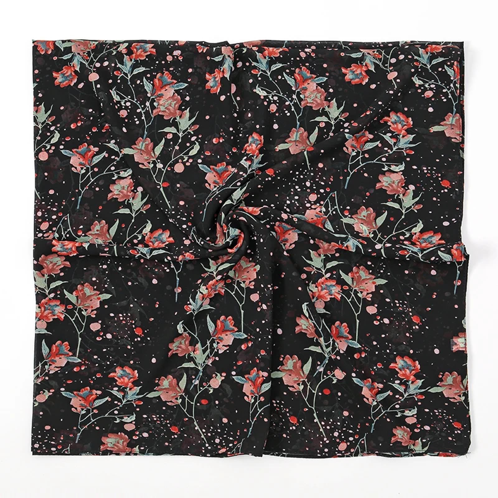 Schals Tücher Halstuch Scarf Weiblicher Chiffon-Plissee-Bedruckter Quadratischer Schal Malediven 30 Farben Foulard Turban Moslemischer Hijab Für Frauen