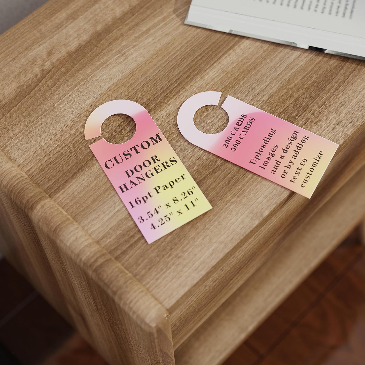 Custom Door Hangers - 3.54" x 8.26"/ 4.25" x 11" -16pt Paper Glossy - Full Color Double-Sided Printing (200-500 CARDS) (Full Color, 3.54" x 8.26")