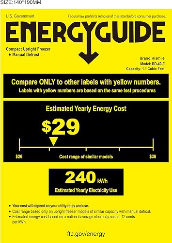 Miniatura 8 de Kismile Congelador vertical, mini congelador de 2.1 pies cúbicos con puerta individual reversible, estantes extraíbles, congelador pequeño con
